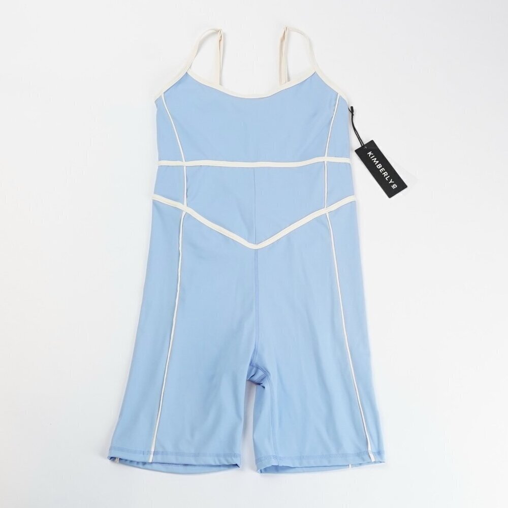 Kimberly C. Baby Blue Active Romper Unitard - Medium